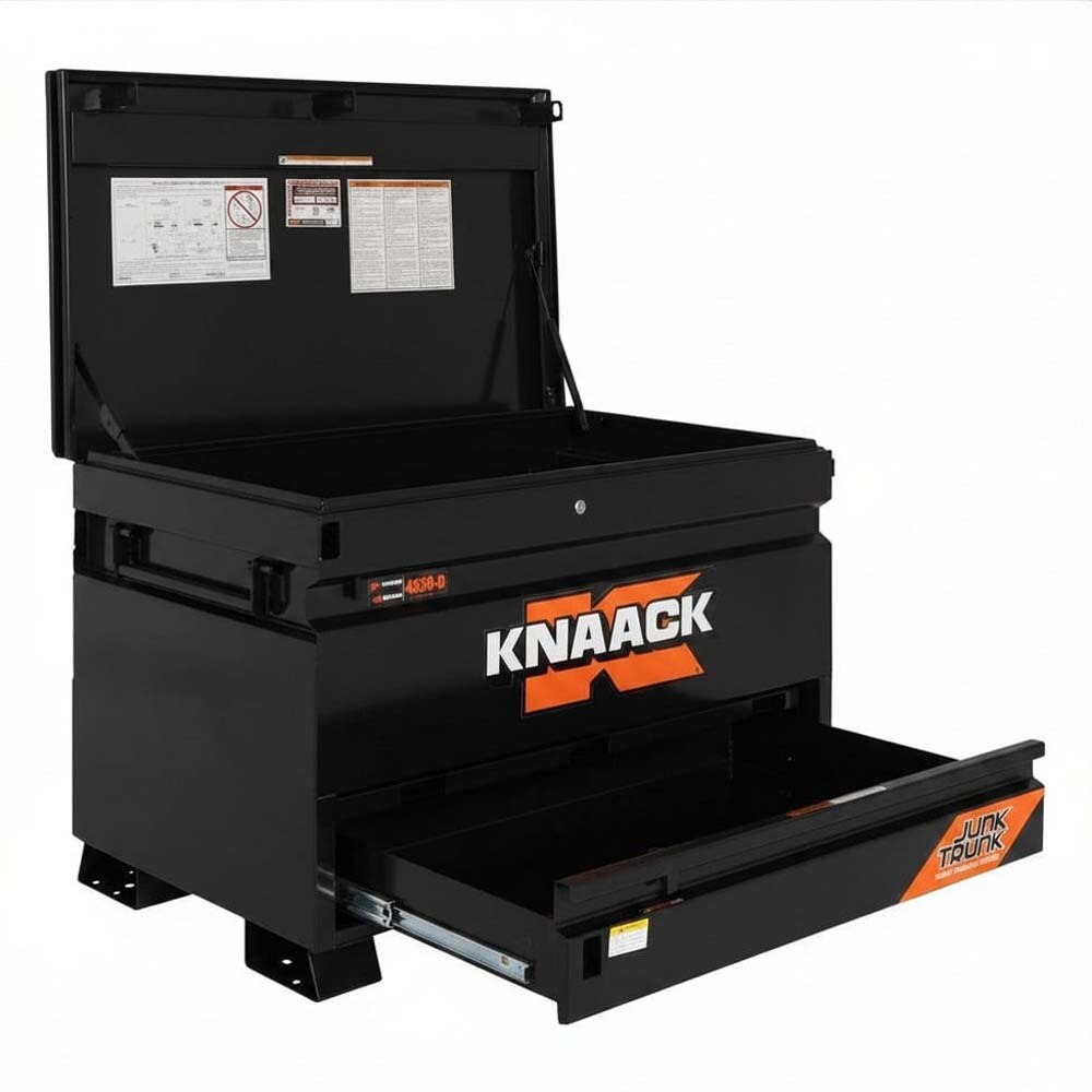 Knaack 4830-D-KL-50NR 48" x 30" x 35", 17 cu ft Model 4830-D Jobsite Chest with Junk Trunk Drawer (2 Padlocks) - Black - 3