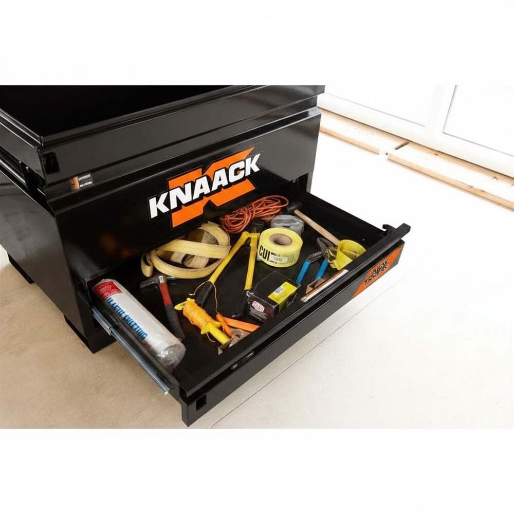 Knaack 4830-D-KL-50NR 48" x 30" x 35", 17 cu ft Model 4830-D Jobsite Chest with Junk Trunk Drawer (2 Padlocks) - Black - 6