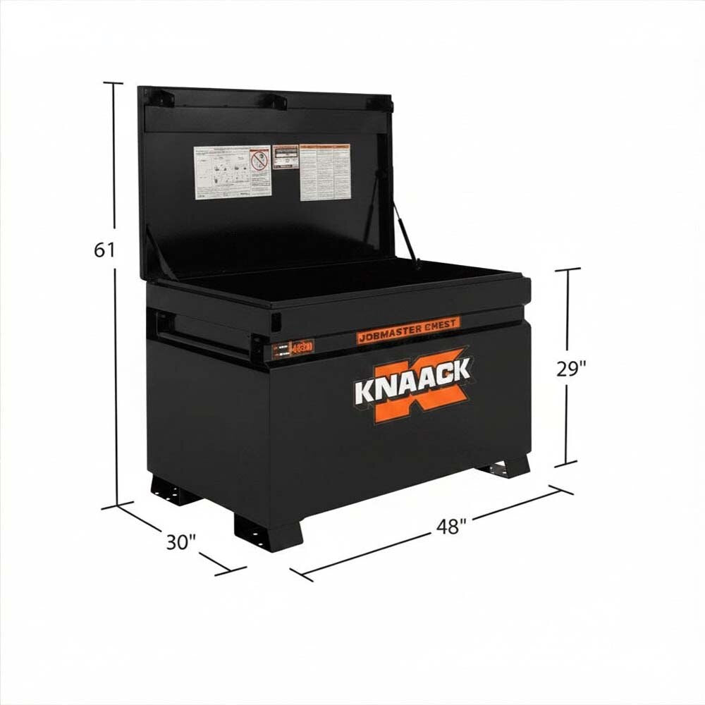 Knaack 4830-KL-50NR 48" L x 30" W x 29" H, 25.25 cu ft Model 4830 Jobmaster Steel Jobsite Storage Chest Tool Box with Padlock - Black - 2