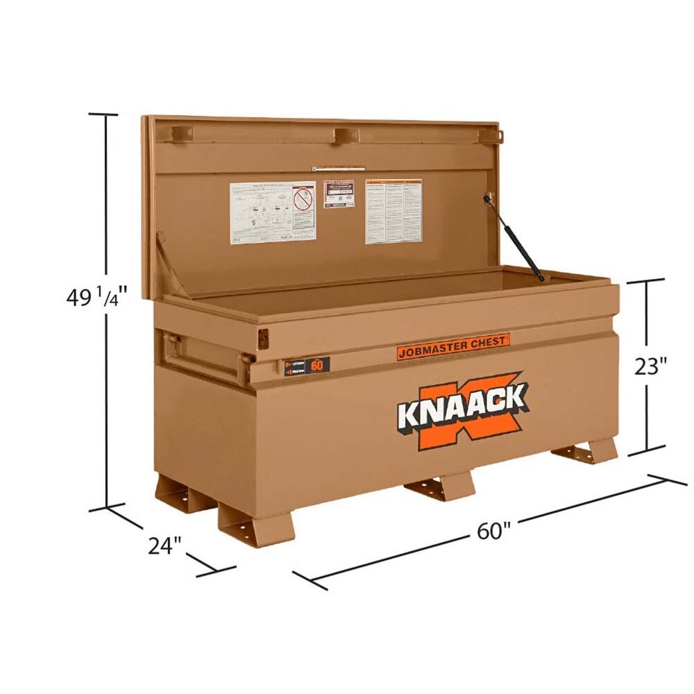 Knaack 60-KL 60" W x 24" D x 28.5" H, 20.25 cu ft Model 60 Chest Style Jobsite Storage Box, Tan - 2