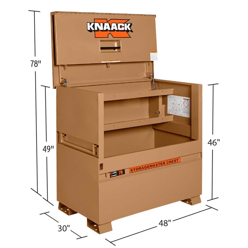 Knaack 79-KL 48" x 30" x 49"  Model 79 Steel Piano Jobsite Storage Box with Watchman IV Lock System (Includes 2 Padlocks) - 2