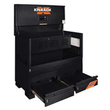 Knaack 89-D-KL-50NR 60" x 30" x 49" Piano Box Jobsite Tool Chest with JunkTrunk Quick Access Drawer and Watchman IV 3 Point Lock Jet Black Powder Coat - 3