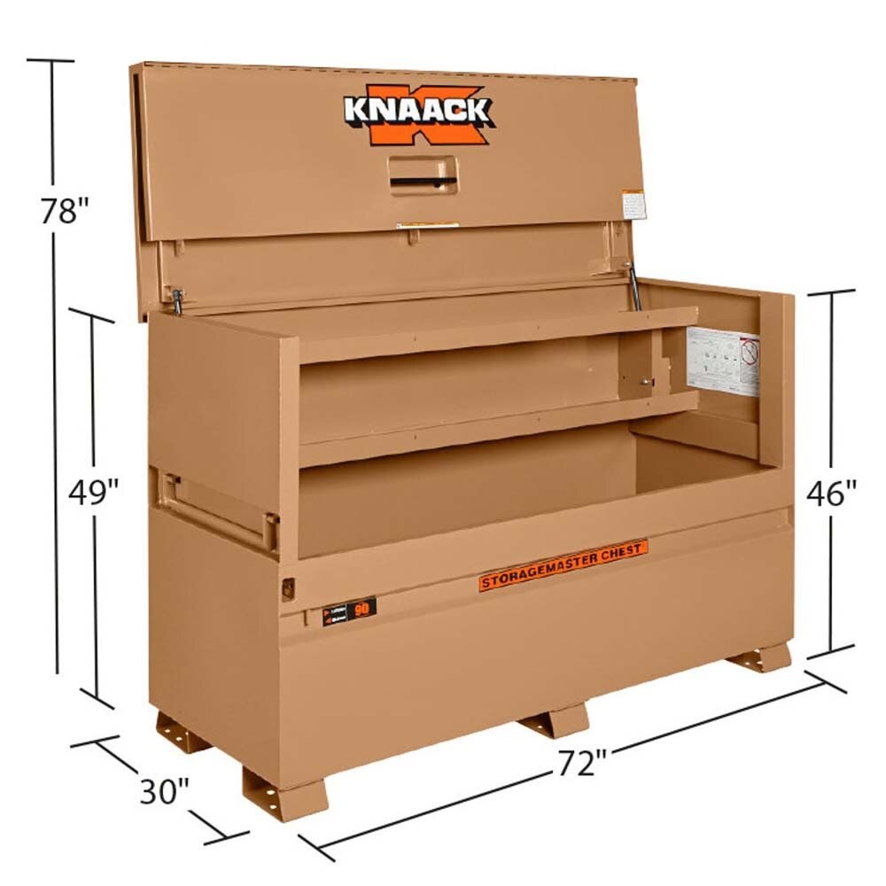 Knaack 90-KL  72" x 30" x 49", 57.5 cu ft Model 90 Piano Box Steel Jobsite Storage Chest - 2