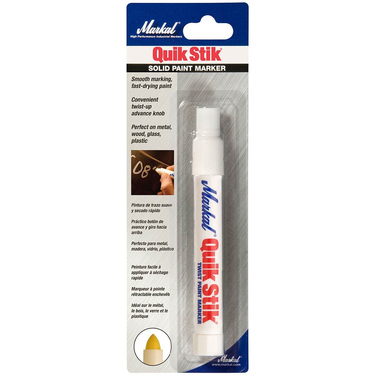 Markal 61067 Quik Stik Paint Marker White Carded, 11/16" x 6", 24 Pack