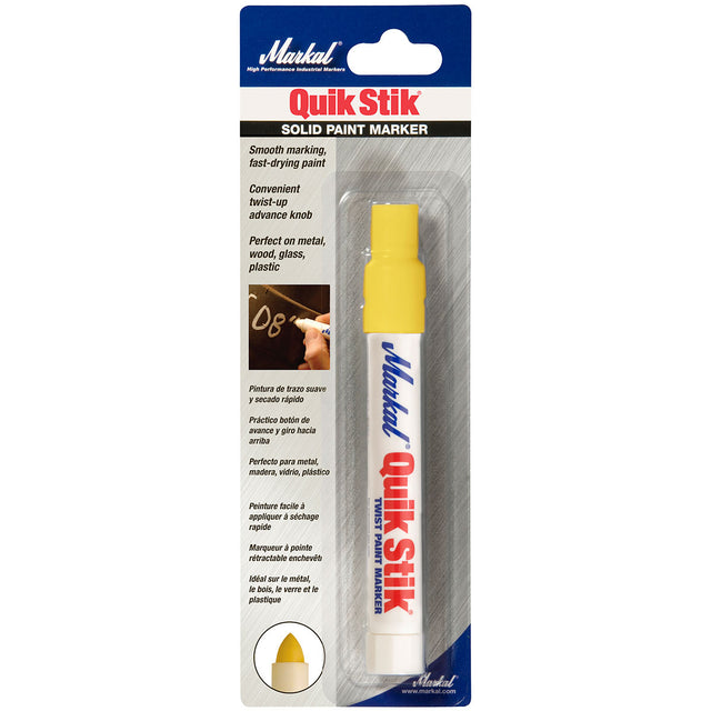 Markal 61068 Quik Stik Paint Marker Yellow Carded, 11/16" x 6", 24 Pack