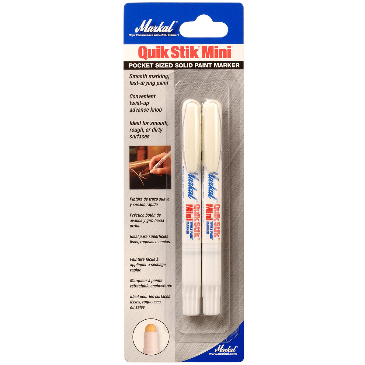 Markal 61186 Quik Stik Mini Solid Paint Crayon, White, 24 Pack