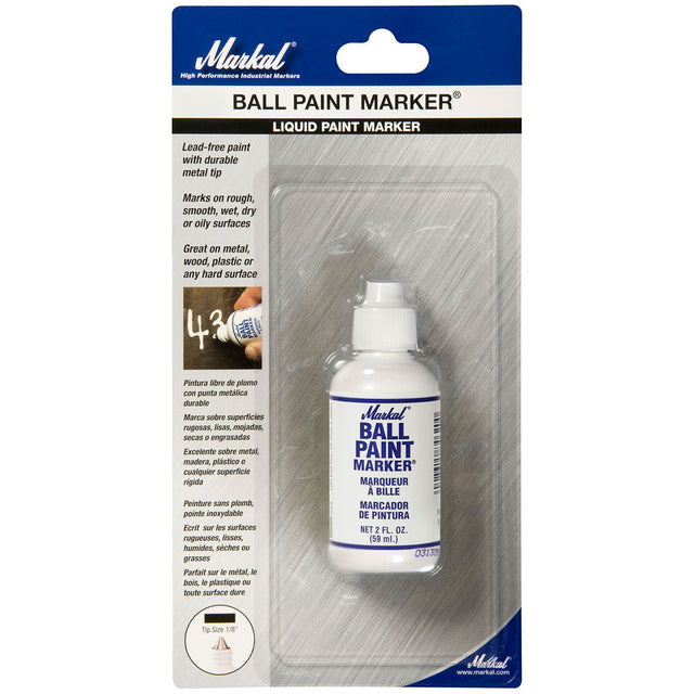 Markal 84600 Ball Paint Marker, Carded, White, 24 Pack