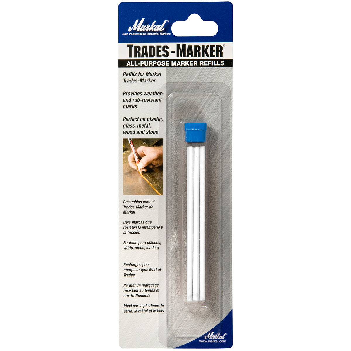 Markal 96042 Trades Marker Refill, White, 24 Pack