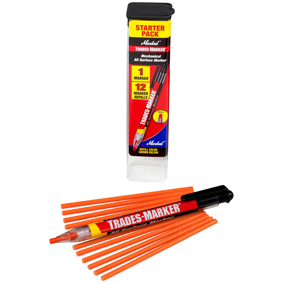 Markal 96137 Trades-Marker, 1 Holder/12 Refills, Orange, 6 Pack