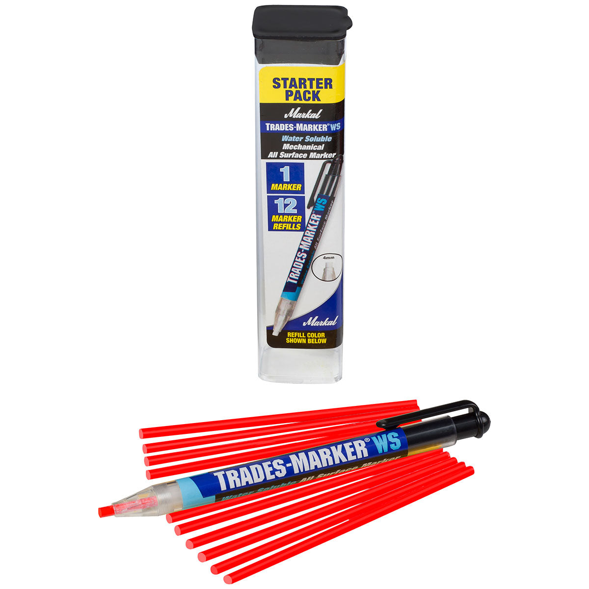 Markal 96193 Trades-Marker WS, 1 Holder/12 Refills, Red, 6 Pack