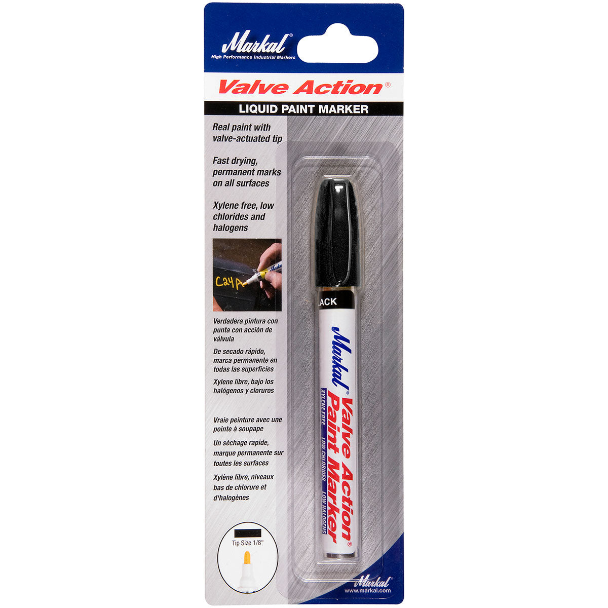 Markal 96803 Valve Action Liquid Paint Marker, Carded, Black, 24 Pack