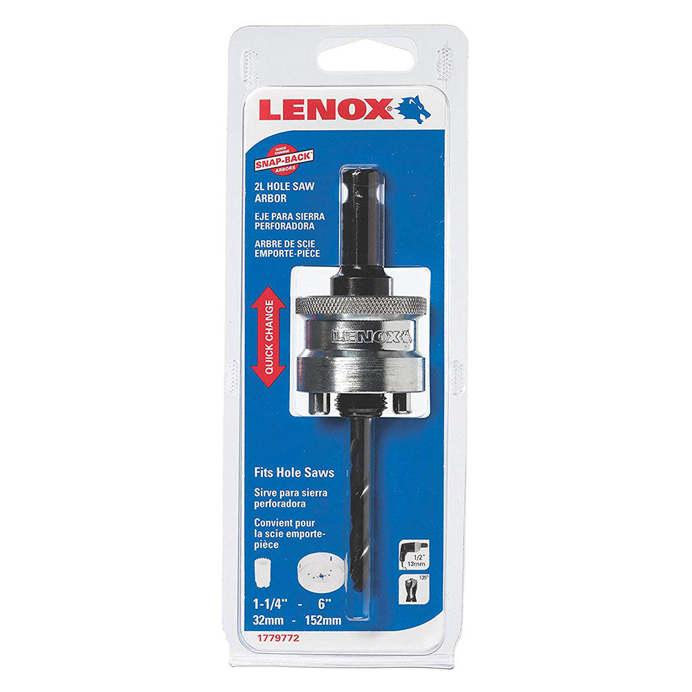 Lenox 1779772 K2LSC 2L Snap Back Arbor 7/16" Hex Shank, Fits 1-1/4" to 6" Hole Saws - 3