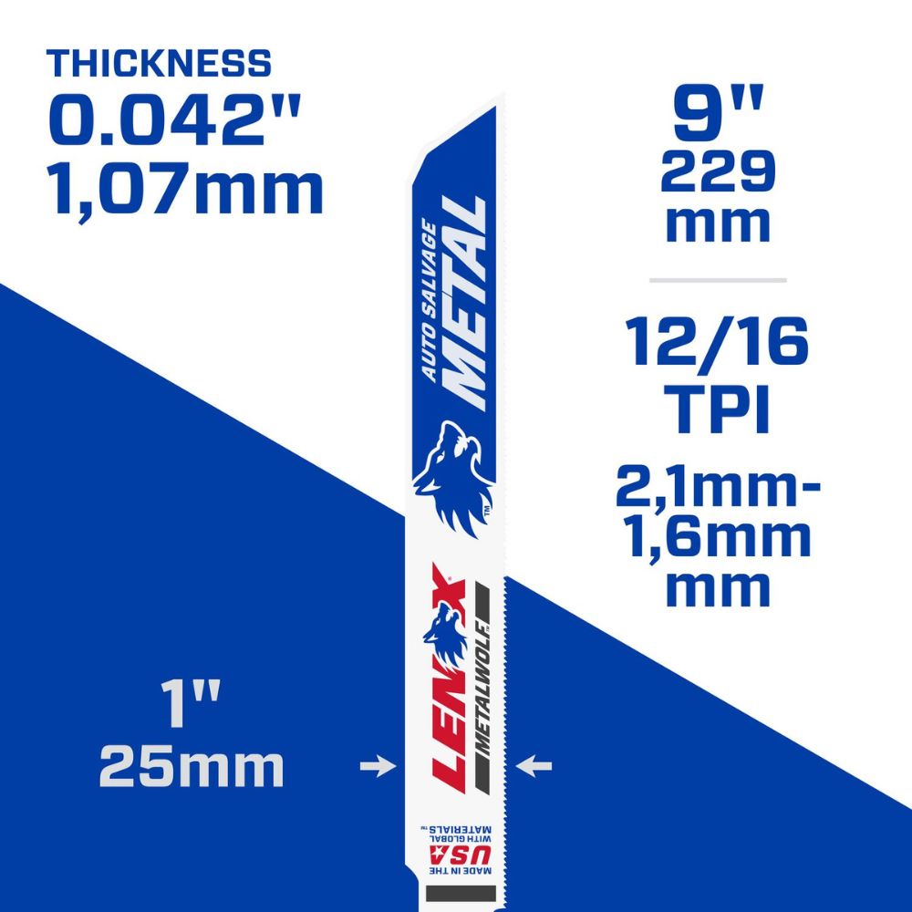 Lenox 1954462 METALWOLF 9 in. 16 TPI Reciprocating Saw Blade (3 PK) - 5
