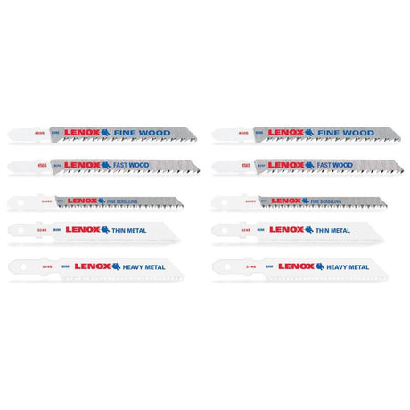 Lenox 1970981 Wood T-shank Bi-Metal Jigsaw Blade Set, 10/Pk