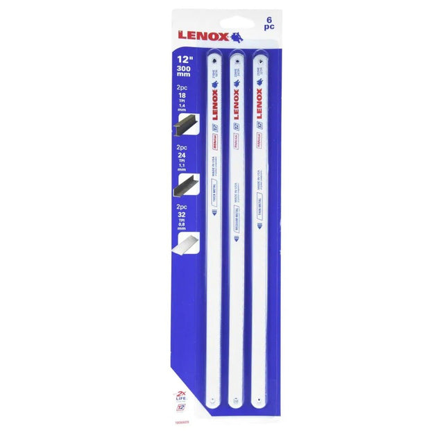 Lenox 2014658 12" Bi-Metal Medium Cut Hacksaw Blade Set (6 Pack)