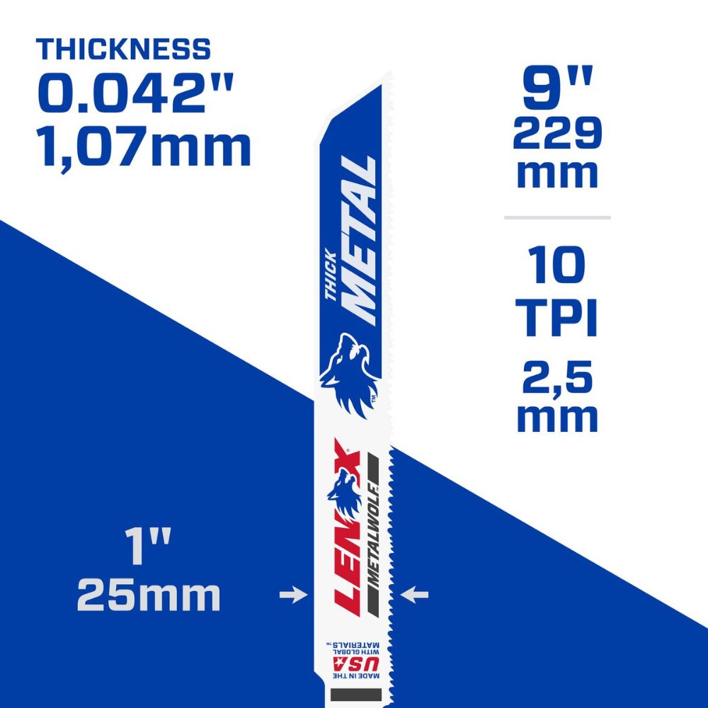 Lenox 20177B9110R METALWOLF 9 in. 10 TPI WAVE EDGE Reciprocating Saw Blade (25 PK) - 4