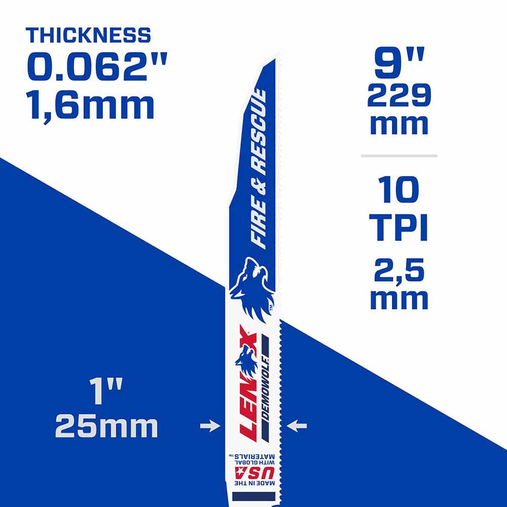 Lenox 20372960R5 9" 10 TPI DEMOWOLF Reciprocating Saw Blade 5PK - 6