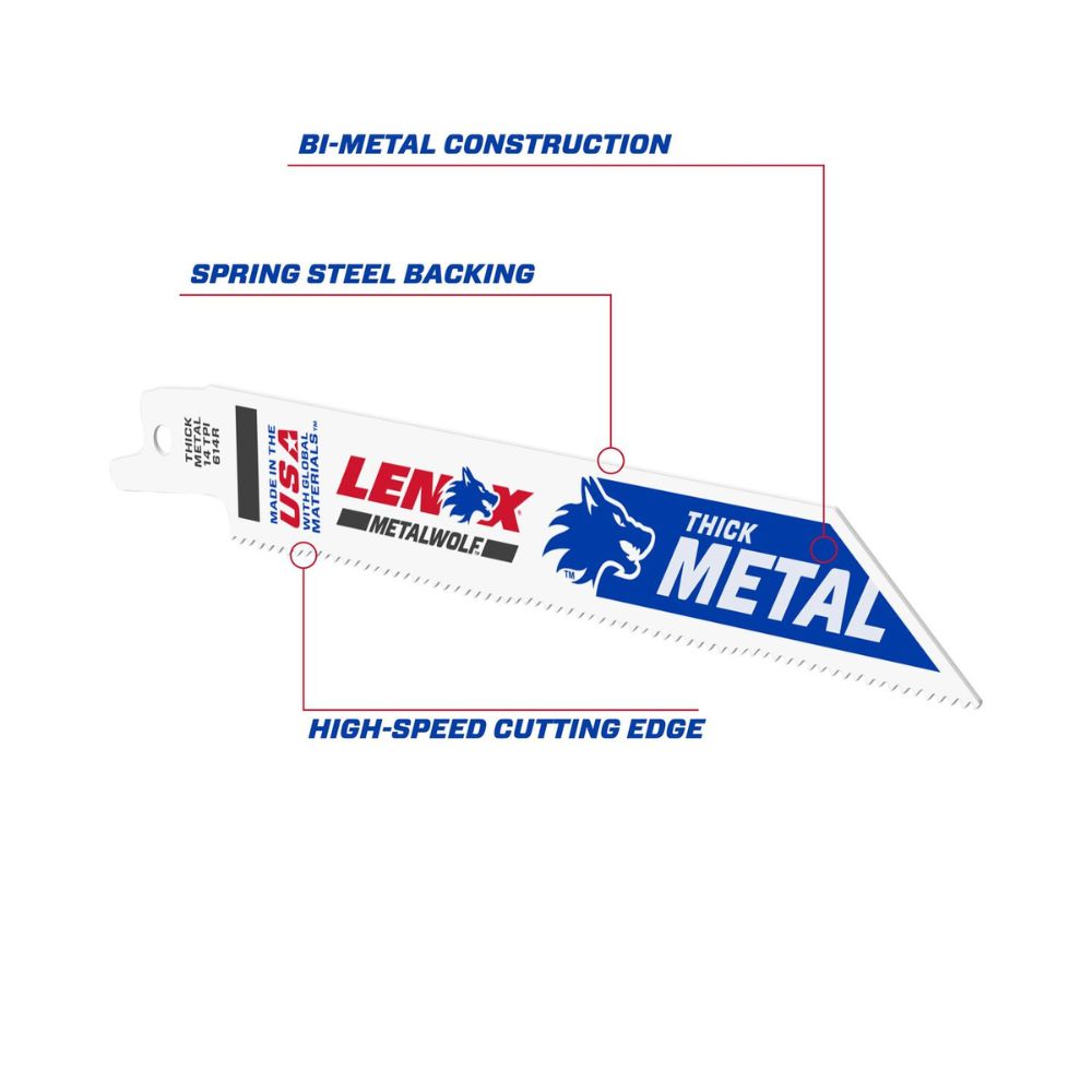 Lenox 20494B614R METALWOLF 6 in. 14 TPI WAVE EDGE Reciprocating Saw Blade (25 PK) - 8