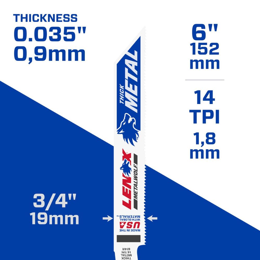 Lenox 20494B614R METALWOLF 6 in. 14 TPI WAVE EDGE Reciprocating Saw Blade (25 PK) - 11
