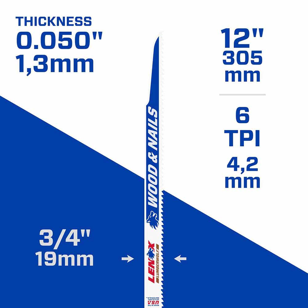 Lenox 20495B156R METALWOLF 6 in. 24 TPI WAVE EDGE Reciprocating Saw Blade (25 PK) - 6