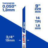 Lenox 205119514R METALWOLF 9 in. 14 TPI WAVE EDGE Reciprocating Saw Blade (2 PK) - 4