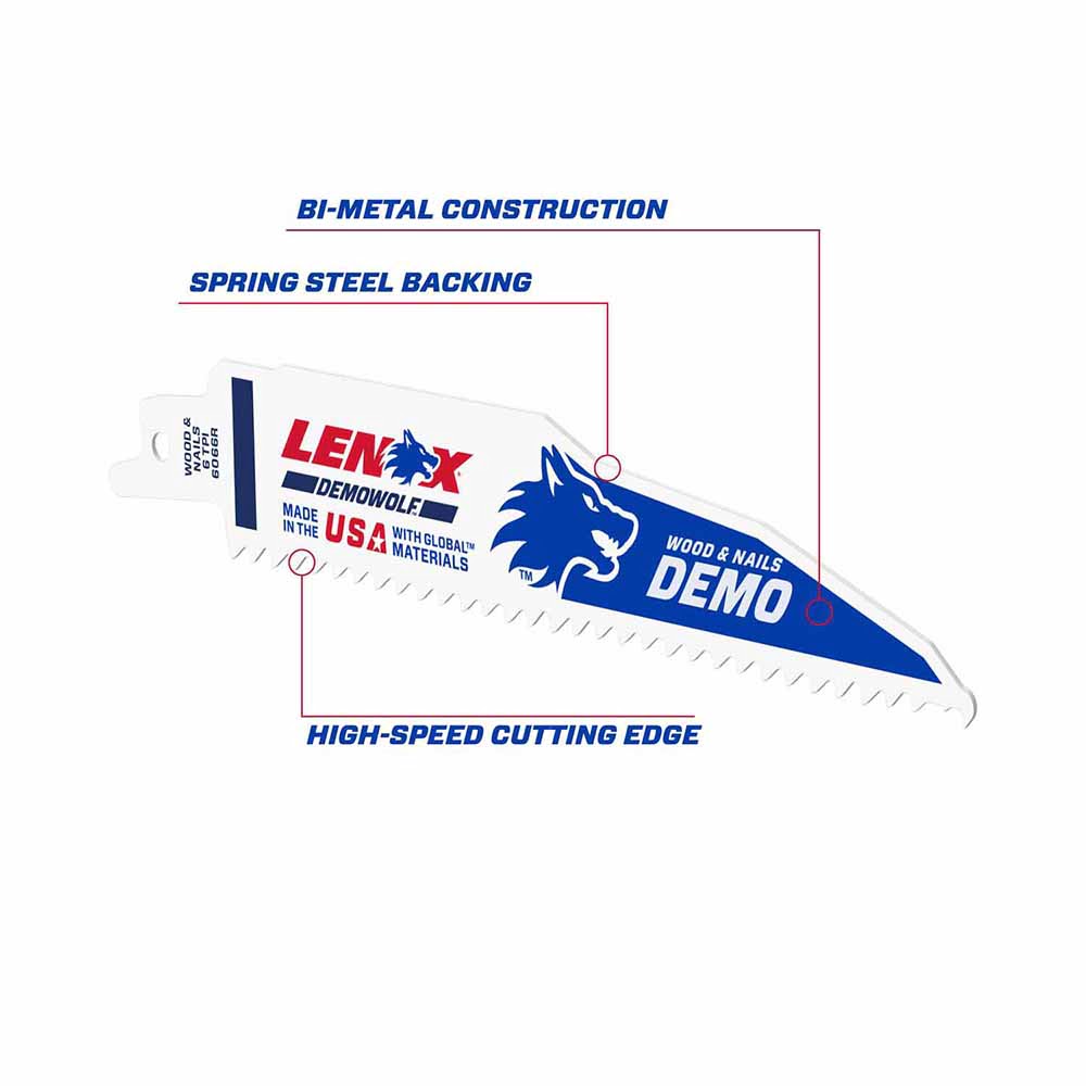 Lenox 205126066R 6" 6 TPI DEMOWOLF Reciprocating Saw Blade 2PK - 4