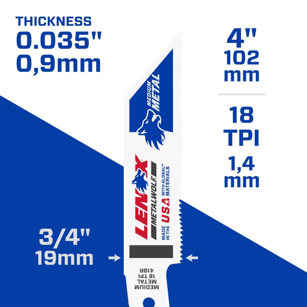 Lenox 20552418R METALWOLF 4 in. 18 TPI WAVE EDGE Reciprocating Saw Blade (5 PK) - 6