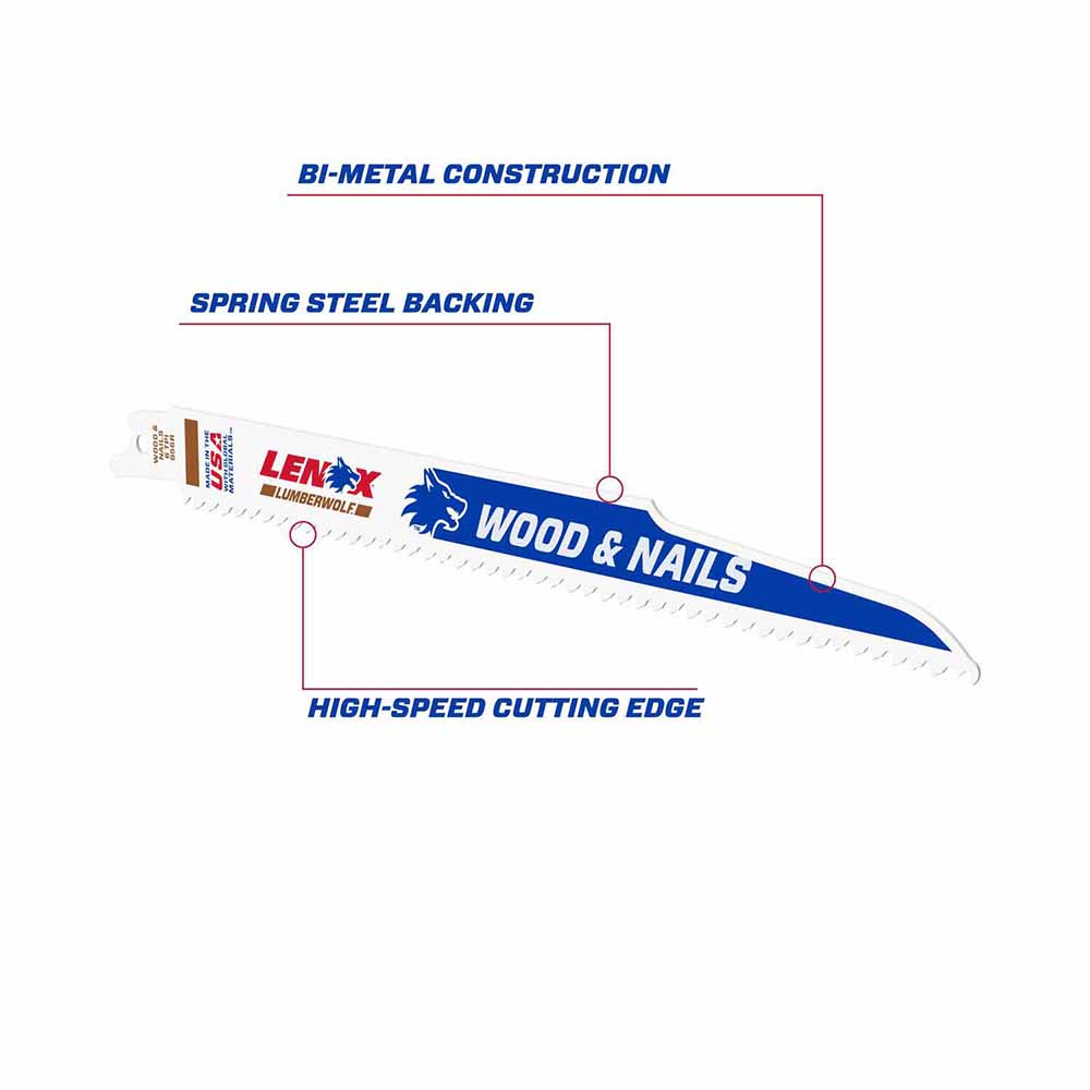 Lenox 20558B956R 9" 6 TPI LUMBERWOLF Reciprocating Saw Blade 25PK - 4