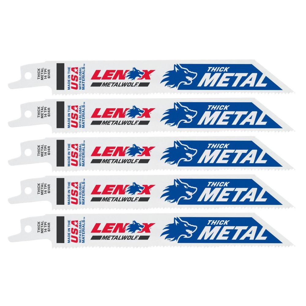 Lenox 20564614R 6 in. 14 TPI METALWOLF .035-in Thick WAVE EDGE Bi-Metal Reciprocating Saw Blade (5 Pack)