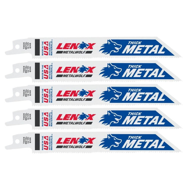 Lenox 20564614R 6 in. 14 TPI METALWOLF .035-in Thick WAVE EDGE Bi-Metal Reciprocating Saw Blade (5 Pack)