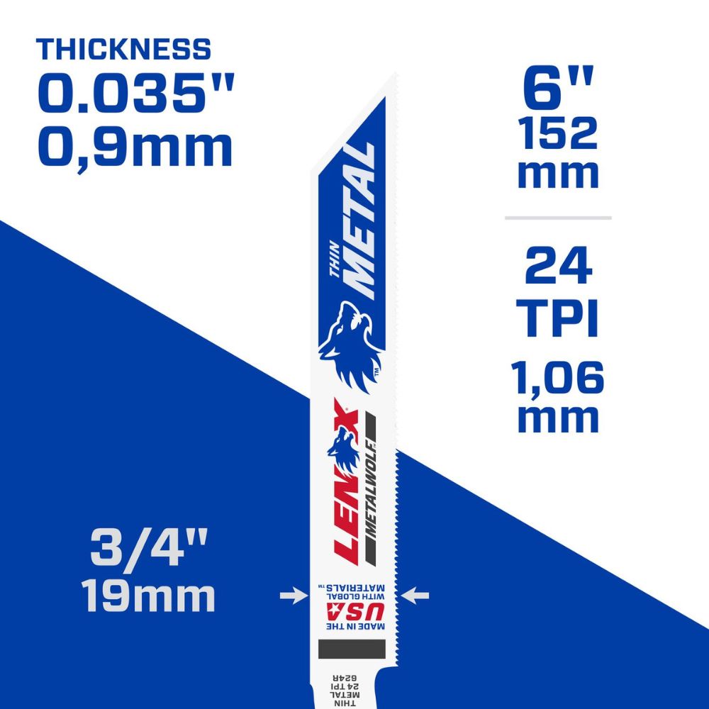 Lenox 20569S624R METALWOLF 6 in. 24 TPI WAVE EDGE Reciprocating Saw Blade - 3