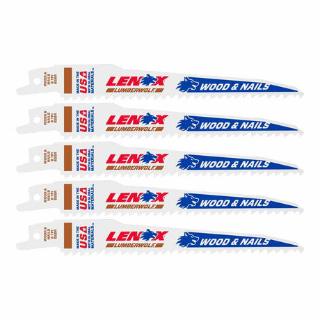 Lenox 20572656R 6" 6 TPI LUMBERWOLF Reciprocating Saw Blade 5PK