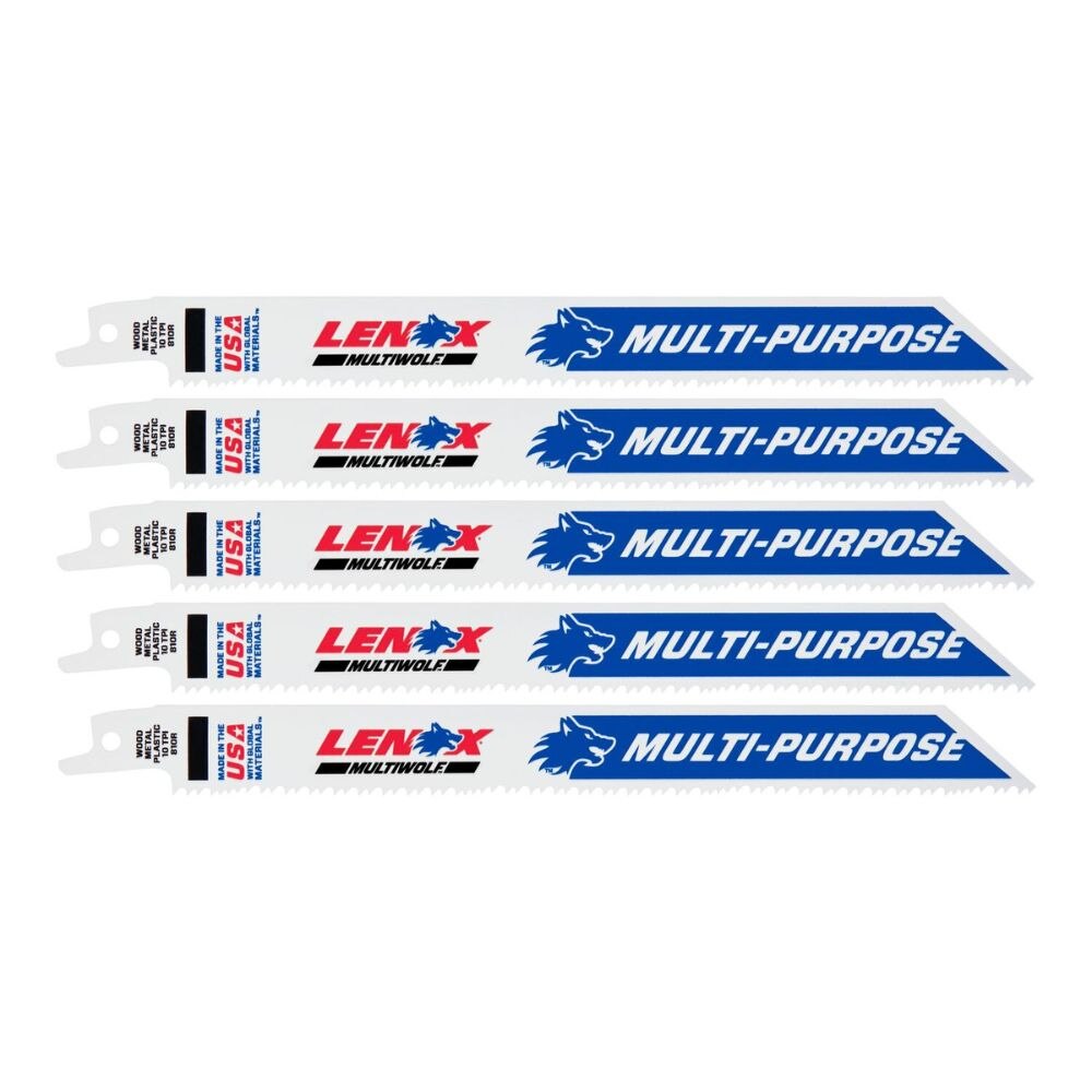 Lenox 20580810R MULTIWOLF 8 in. 10 TPI WAVE EDGE Reciprocating Saw Blade (5 PK)