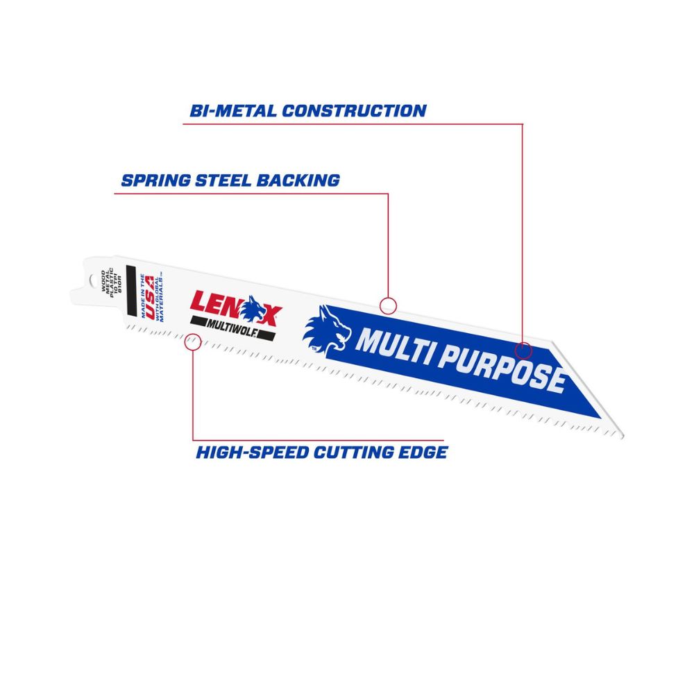 Lenox 20581S810R MULTIWOLF 8 in. 10 TPI WAVE EDGE Reciprocating Saw Blade - 3