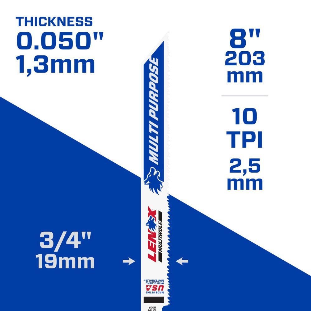 Lenox 20581S810R MULTIWOLF 8 in. 10 TPI WAVE EDGE Reciprocating Saw Blade - 5