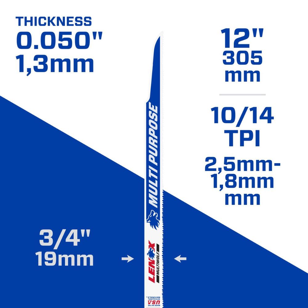 Lenox 20583110R MULTIWOLF 12 in. 14 TPI WAVE EDGE Reciprocating Saw Blade (5 PK) - 6