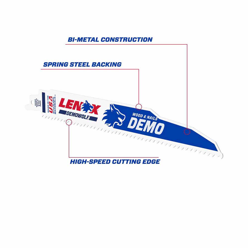 Lenox 20598966R 9" 6 TPI DEMOWOLF Reciprocating Saw Blade 2PK - 6