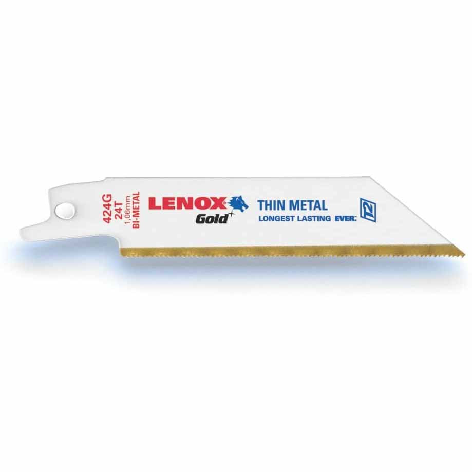 Lenox 21086B624GR Gold Power Arc 6" L x 24 TPI Bi-Metal Metal Cutting Reciprocating Saw Blade (25PK) Titanium Nitride Coating