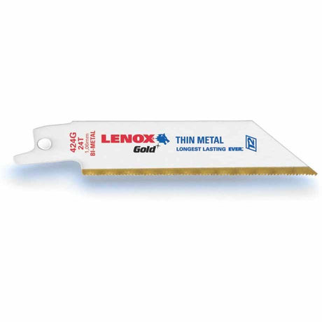 Lenox 21086B624GR Gold Power Arc 6" L x 24 TPI Bi-Metal Metal Cutting Reciprocating Saw Blade (25PK) Titanium Nitride Coating