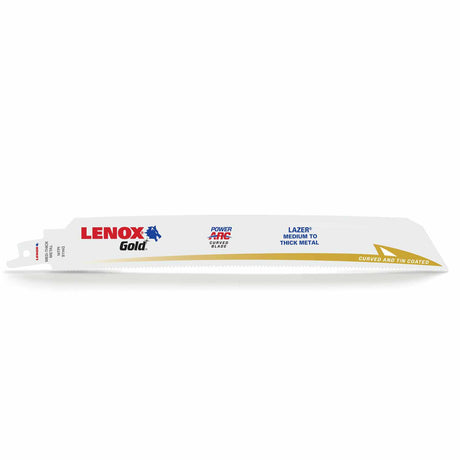 Lenox 210989114GR Gold Power Arc 9" L x 14 TPI Bi-Metal Metal Cutting Reciprocating Saw Blade (5PK) Titanium Nitride Coating