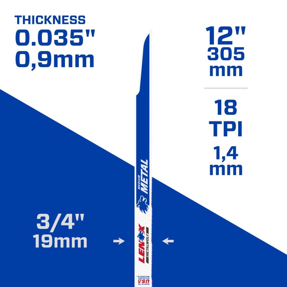 Lenox 21510118R METALWOLF 12 in. 18 TPI WAVE EDGE Reciprocating Saw Blade (5 PK) - 6