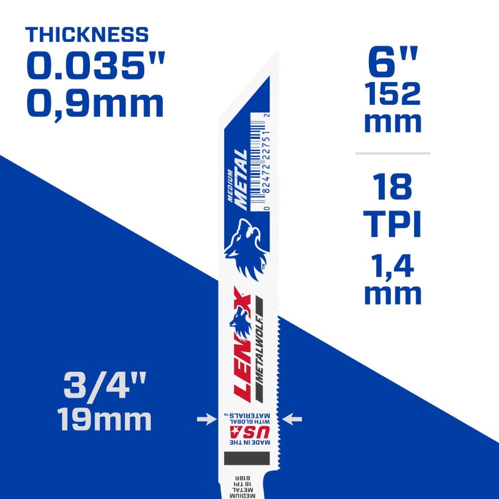 Lenox 22751OSB618R METALWOLF 6 in. 18 TPI WAVE EDGE Reciprocating Saw Blade - 3