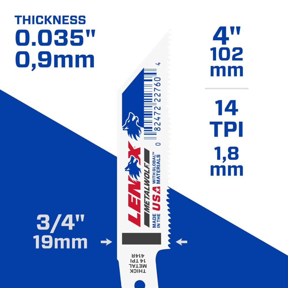Lenox 22760OSB414R METALWOLF 4 in. 14 TPI WAVE EDGE Reciprocating Saw Blade - 3