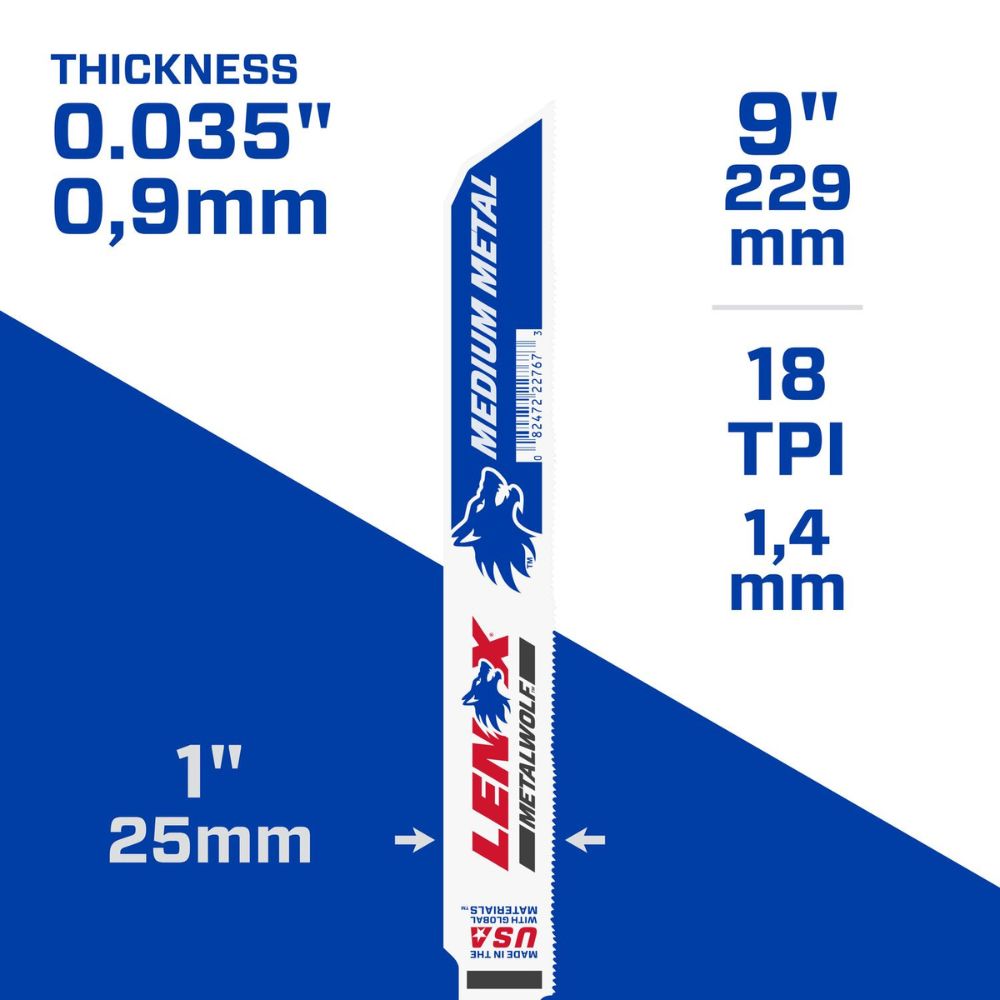 Lenox 22767OSB9118R METALWOLF 9 in. 18 TPI WAVE EDGE Reciprocating Saw Blade - 3