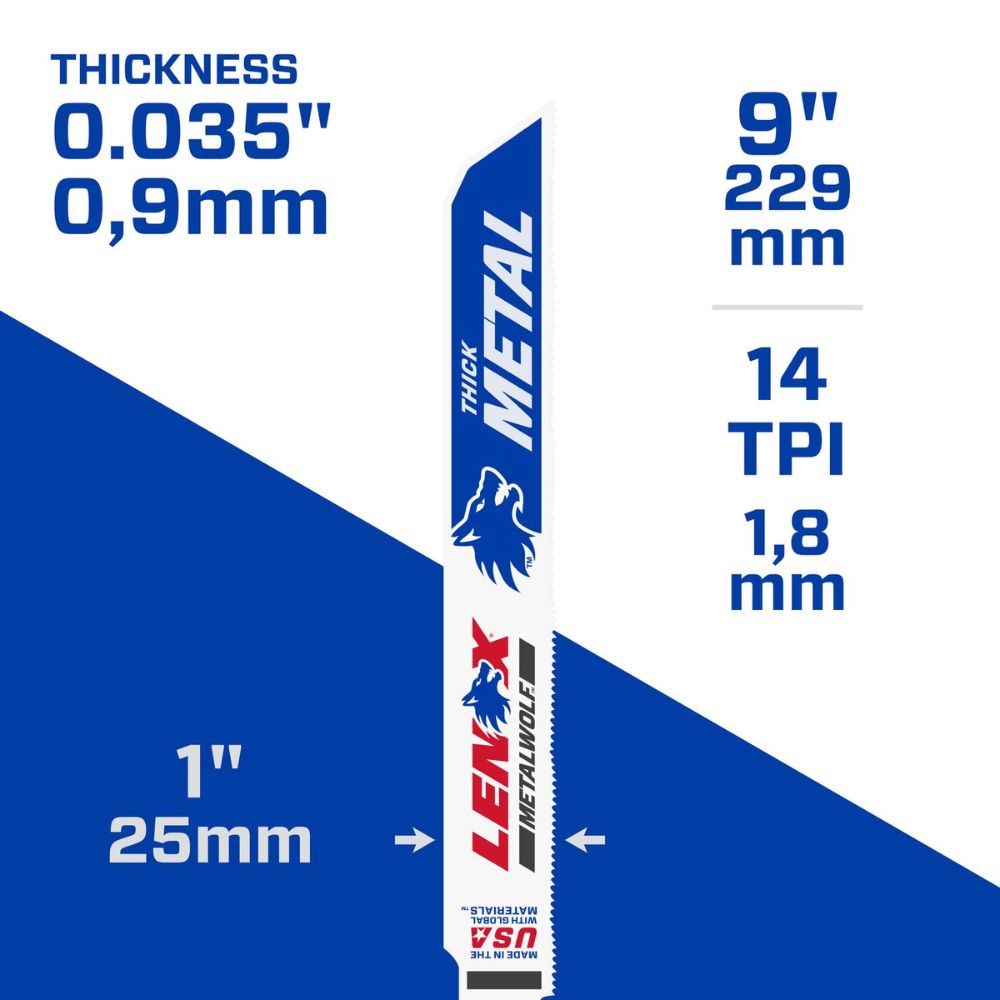 Lenox 24906T9114R METALWOLF 9 in. 14 TPI WAVE EDGE Reciprocating Saw Blade (2 PK) - 6