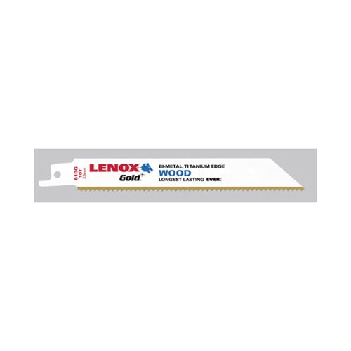 Lenox 21064610GR Gold Power Arc 6" L  x 10 TPI Bi-Metal Metal Cutting Reciprocating Saw Blade (5PK) Titanium Nitride Coating