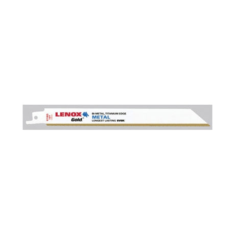 Lenox 21070818GR Gold Power Arc 8" L X 18 TPI Bi-Metal Metal Cutting Reciprocating Saw Blade (5PK) Titanium Nitride Coating