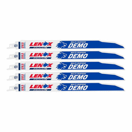 Lenox LXAR1250R 5-Pack Bi-Metal 12-in 10-TPI Demolition Reciprocating Saw Blade