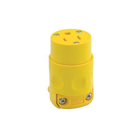 Leviton 515CV 2 Pole, 3 Wire Connector, Straight Blade - Yellow