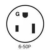 Leviton 9650-P 50 Amp 250 Volt NEMA 6-50P Angled Straight Blade Industrial Plug Black - 2